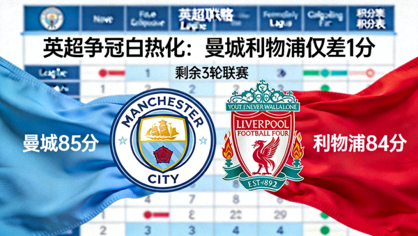 英超争冠白热化曼城与利物浦仅差一分的新闻配图